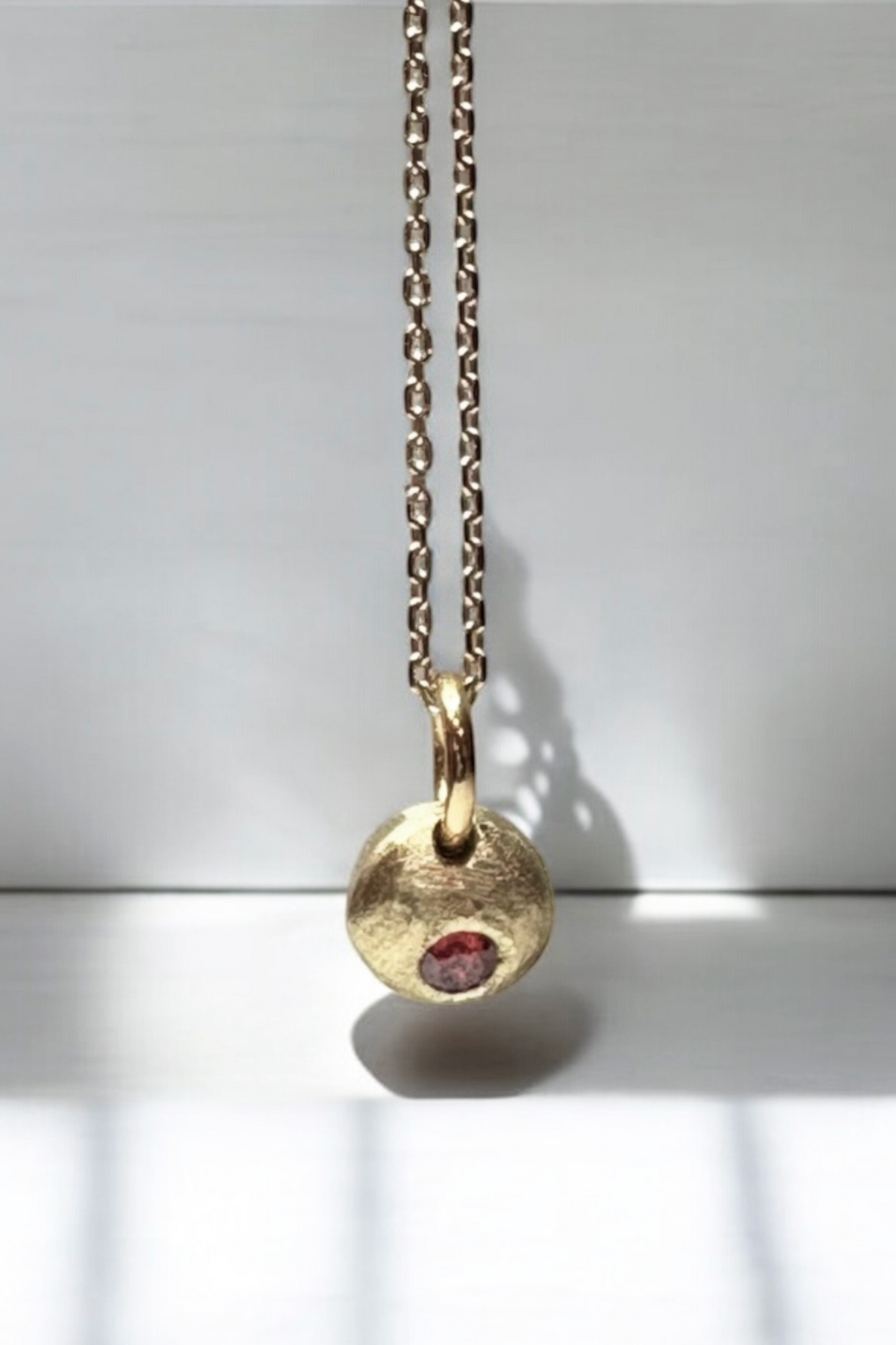 Crimson Ember | 9k gold chain with brass charm