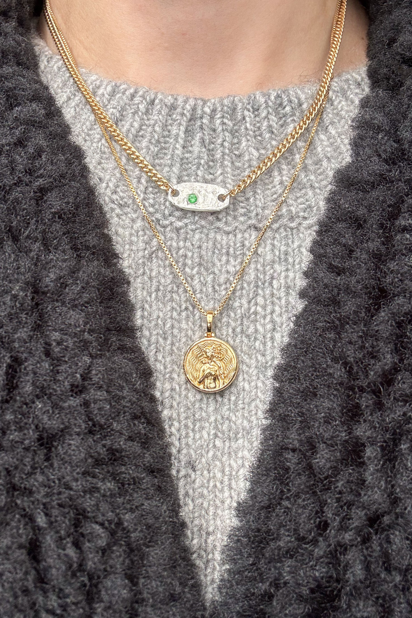 The Alchemy necklace | 14k gold Cuban chain with 925 sterling silver bar