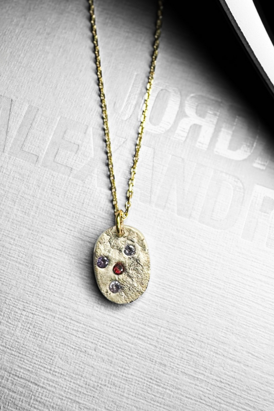 Stardust medallion | 9k gold chain with sterling silver charm